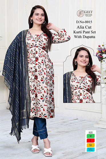 Alia Cut Kurti Pant Set With Dupatta